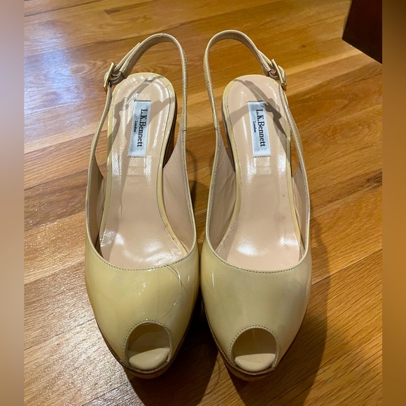 L.K.  Bennett Peep Toe Wedges - Picture 2 of 9